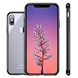 iPhone X Case,Clear Thin Hybrid Cute Armor Hard Back Defender Flexible Silicone TPU Gel Bumper Anti-Slip Scratch Shock-proof Full Body Resistant Transparent Protective Cover for Apple iPhone X Black