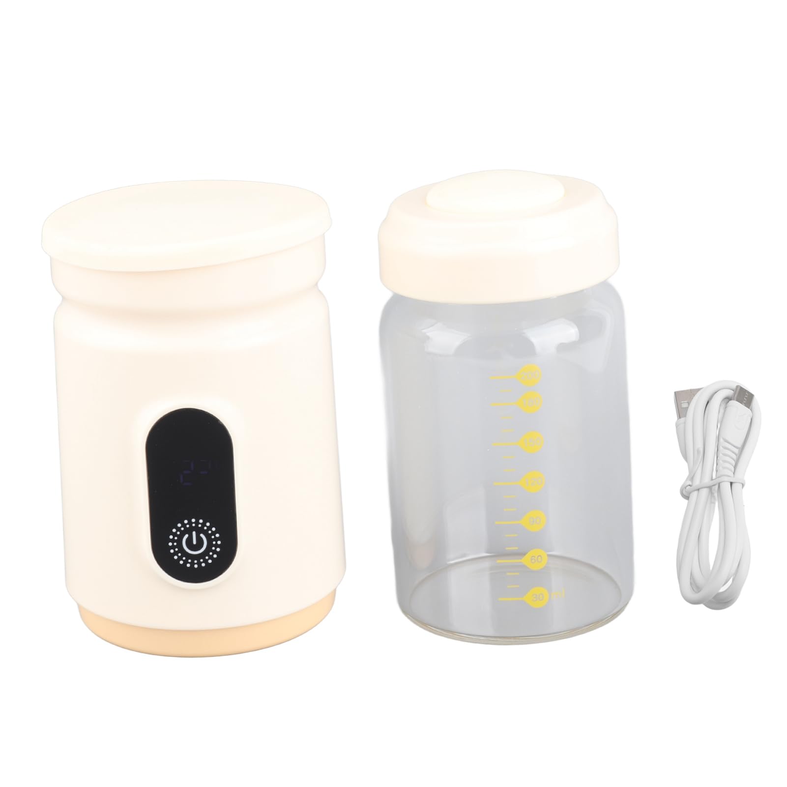 Calentador de Biberones Portátil, Calentador de Biberones de Viaje de 200 Ml con 4 Configuraciones de Temperatura, de Leche Recargable Inalámbrico para Leche Materna, Fórmula o Agua, Carga