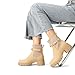 DREAM PAIRS Women's Elastic Chelsea Ankle Boots Fashion Low Chunky Heel Platform Lug Sole Short Booties Shoes,Size 9.5,Nude,SDAB2312W