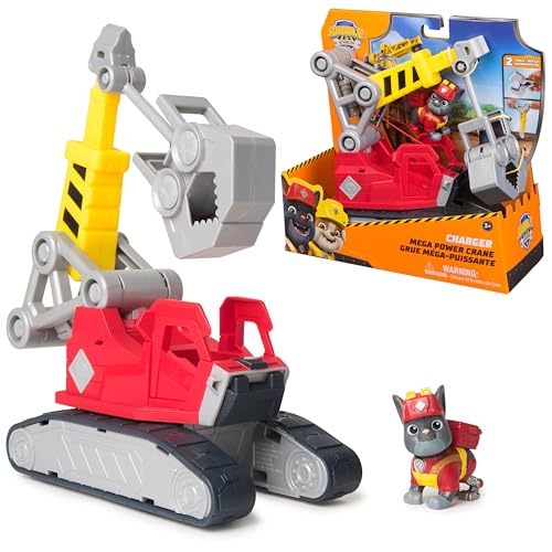 Rubble & Crew - Chargers 2-in-1 Mega Kran, Premium Baufahrzeug mit Abnehmbarer Baggerkralle und Presslufthammer sowie Charger Hundefigur, Spielzeug für Kinder ab 3 Jahren Rubble & Crew - Chargers 2-in-1 Mega Kran, Premium Baufahrzeug mit Abnehmbarer Baggerkralle und Presslufthammer sowie Charger Hundefigur, Spielzeug für Kinder ab 3 Jahren