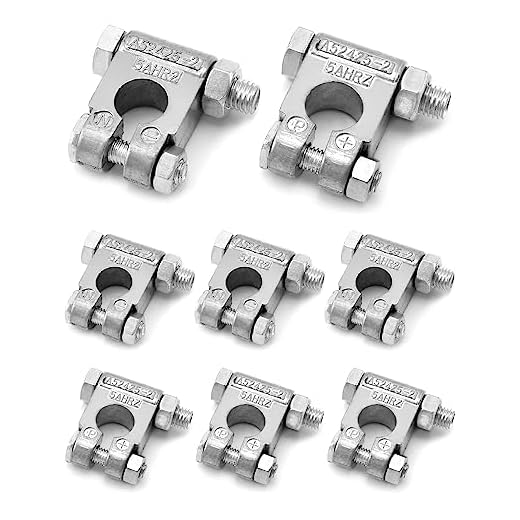 QWORK Military Spec Battery Terminals, 4 Pairs Negative and Positive Top Post Battery Connector for Marine Vehicles, Boats, RVs