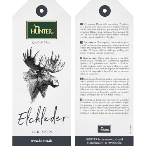HUNTER Hundehalsband Round & Soft ELK – weiches Elchleder Halsband für Hunde, fellschonend, robust, handgefertigt, mit Nylonkern für Langlebigkeit, Farbe: schwarz, Größe: 50