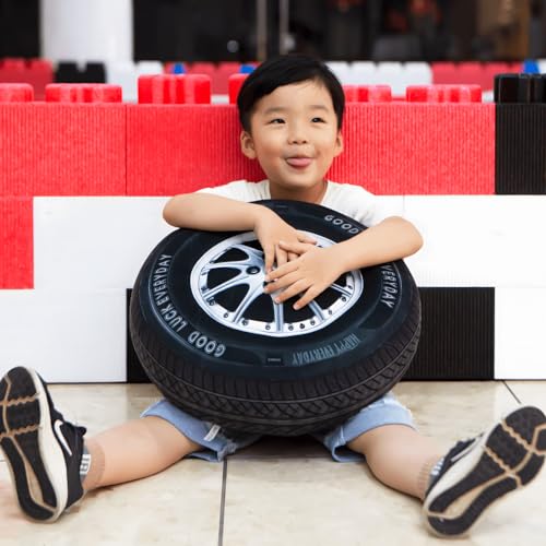 Image of Ryttir 15.7 Inch Big Creative 3D Simulation Wheel Plush Pillow,Soft Car Tire Pillow Wheel Toy Outdoor Cushions for Car Owners,Cuddle Companion for Age 0+(Birthday Gender Neutral Gift)