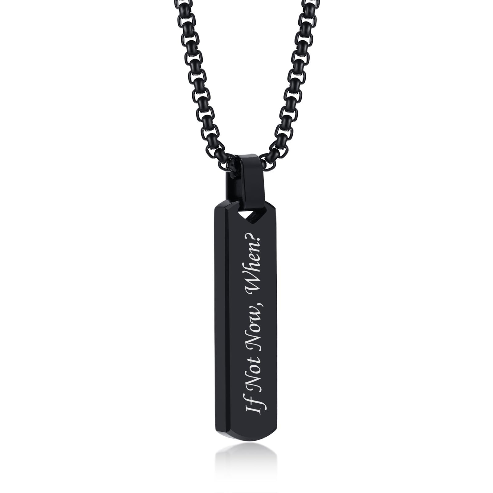 Personalized High Polished Stainless Steel 3D Vertical Bar Necklace Believe in You Like I Do Pendant Necklace Inspirational Meaningful Jewelry Gift, (Multiple Colors)