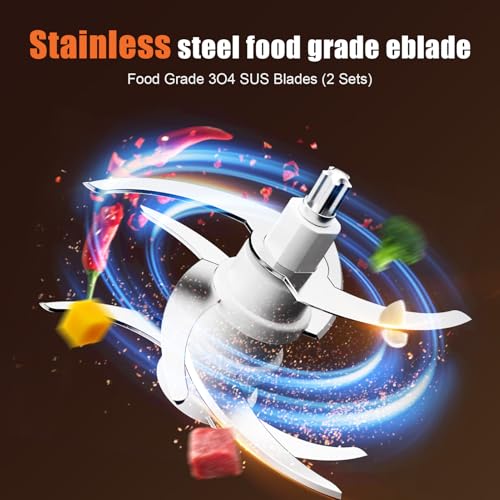 Image of Kawu Electric Food Processor, Electric Meat Grinder & Vegetable Chopper with 2 Bowls, 200W Mini Food Processors with Stainless Steel Blades, Garlic Grinders for Onion, Fruit for Home and Kitchen