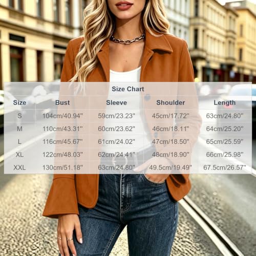 Faux Suede Jacket Women Bell Long Sleeve Fashion Lapel Collar Button Coats - image 4