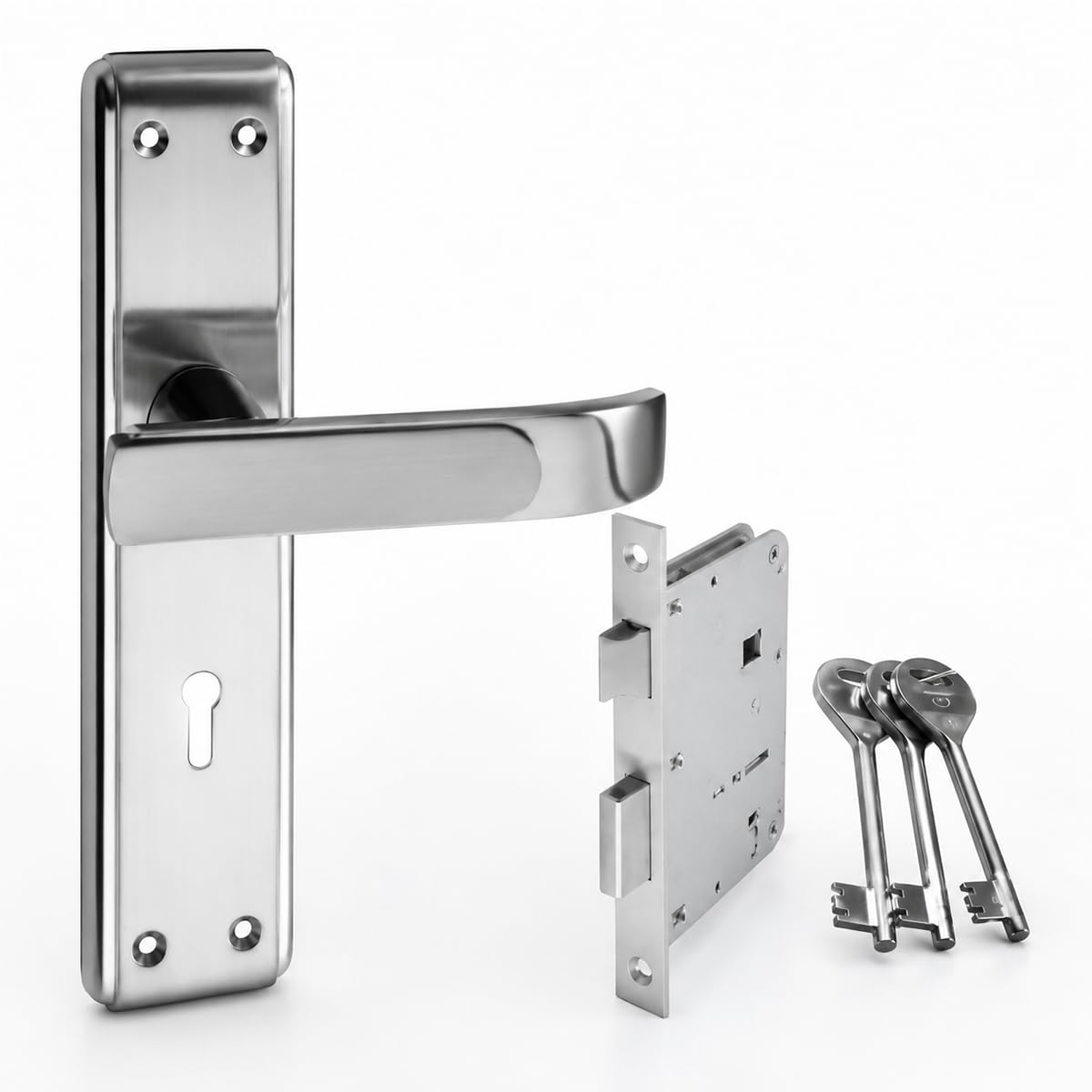 Ozone OCX.KY2.STD CP/SN Zinc Alloy Mortise Door Handle Set for