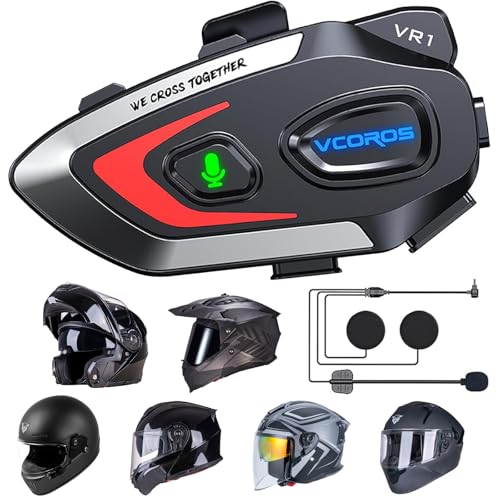 VCOROS VR1 Motorcycle Helmet Headset, Long Battery Life Helmet Speakers