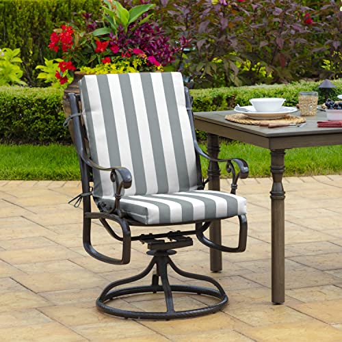 Arden Selections Outdoor Dining Chair Cushion 20 X 20, Stone Grey Cabana Stripe #TOP1