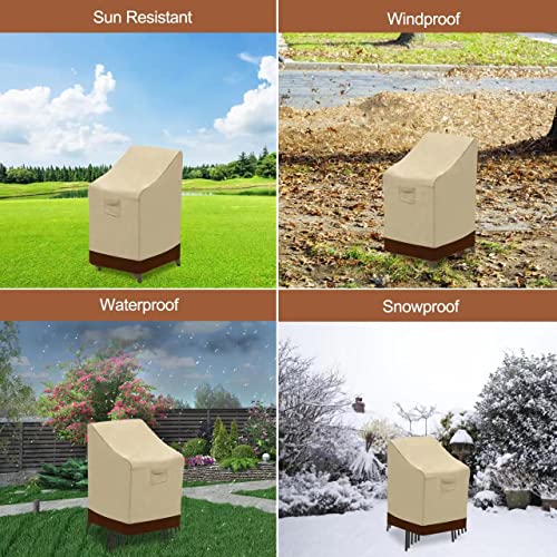 Yipincover Outdoor Stackable Chair Covers 2Pack,Waterproof Patio Stacking Chair Covers,Durable Stacked Chair Slipcovers,Fits For 4-6 Stackable Chairs(Beige&Grey,36"Lx28"Wx47"H )-1Year Warranty #TOP4