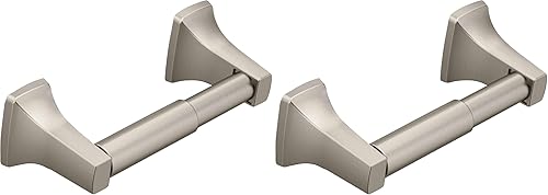 Moen Portarrollos de papel higiénico contemporáneo de níquel cepillado, moderno soporte para papel higiénico montado en la pared, P5050BN (paquete