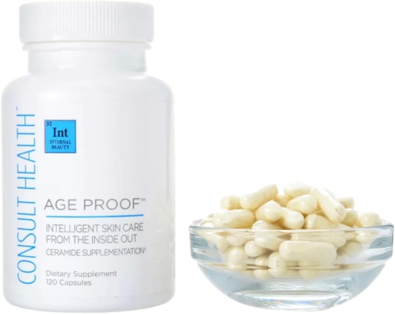 Consult Health Age Proof Ceramide Dietary Supplement Capsules - Hyaluronic Acid for Hydrated and Plump Skin - 120 Count (Pack of 1)