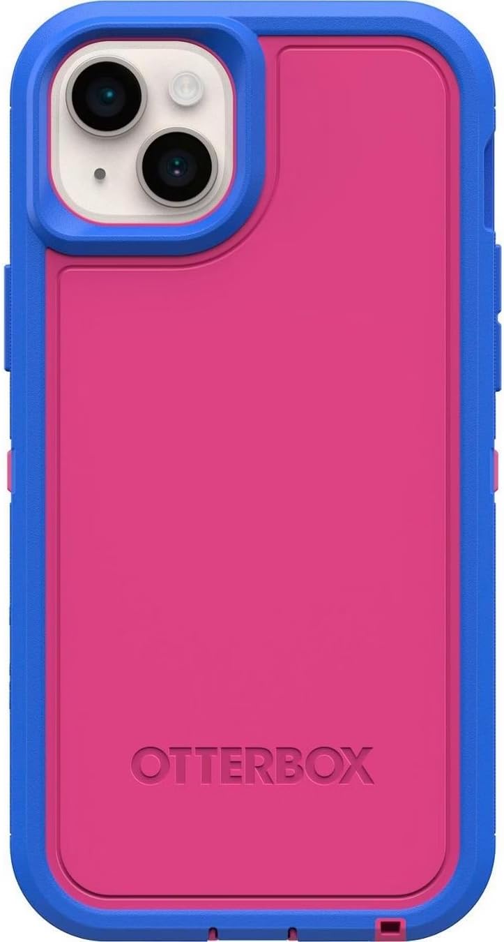 iPhone 15 Plus and iPhone 14 Plus Defender Series XT Case - Blooming Lotus (Pink), Screenless, Durable, Snap on MagSafe, Strap Attachment