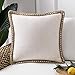 Phantoscope Farmhouse Decorative Throw Pillow Covers Burlap Linen Trimmed Tailored Edges Outdoor Pillows Off White 18 x 18 inches, 45 x 45 cm