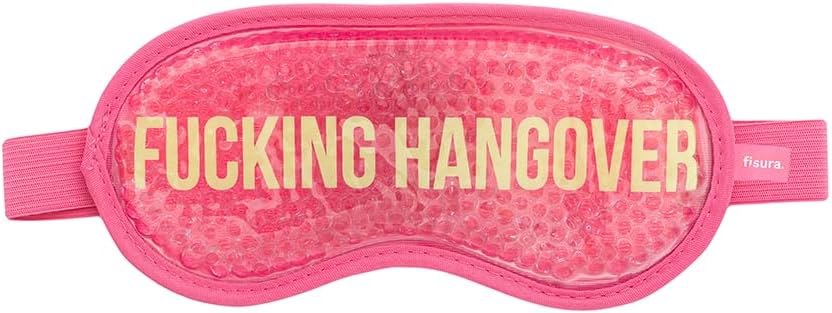 FISURA - Cooling Gel Eye mask. Hangover Eye mask. Gel mask for Puffy Eyes and Dark Circles. Cold/Warm Therapy. Includes a Storage Pouch. 18,5 cm x 9 cm (English Hangover, Pink)