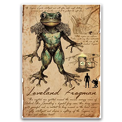 The Loveland Frogman, Ohio urban legend cryptid art print, creepy horror, Myths monsters and cryptids folklore