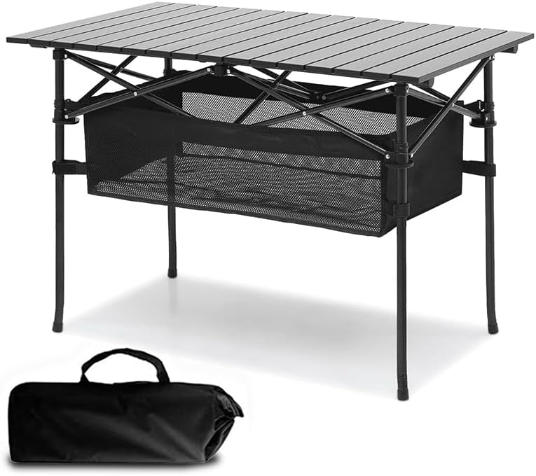 Outdoor Folding Portable Picnic Camping Table, Aluminum Roll-up Table with Easy Carrying Bag for Indoor,Outdoor,Camping, Beach,Backyard, BBQ, Party, Patio, Picnic (Large)