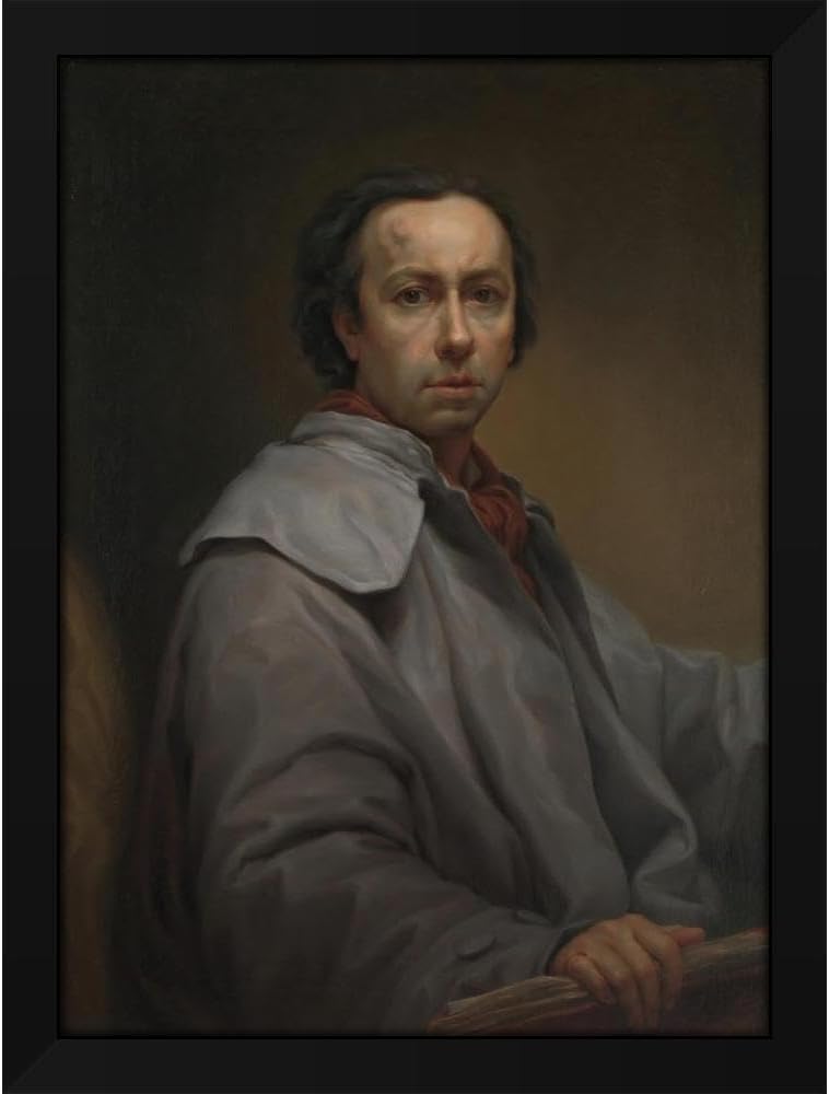 Anton Raphael Mengs 19x24 Black Modern Framed Art Print Titled: Self-Portrait (1776)
