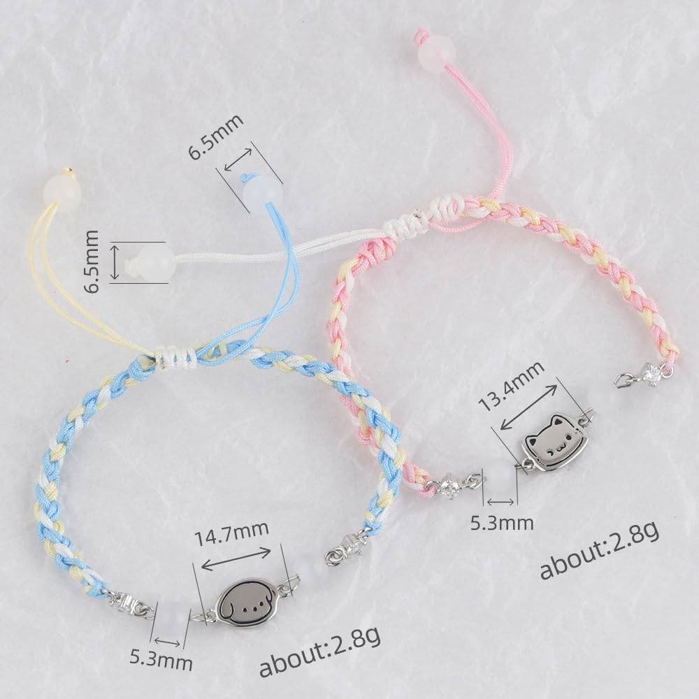 OIDIMS Cute Puppy Cat Matching Bracelet for Women Kawaii Animal Handmade Wristband Adjustable Promise Bracelets Fashion Valentine's Friendship Jewelry for Best Friends Sister Dog Pet Lover image 4