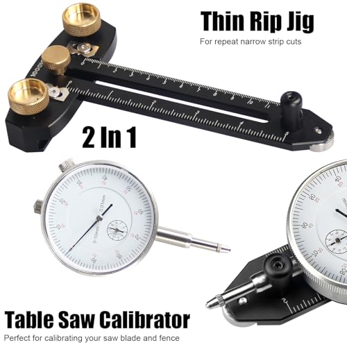 Image of TOOLCOOL Table Saw Alignment Gauge Calibrator Dial Indicator Thin Rip Jig Table Saw Jig Guide Woodworking Tool Table Saw Accessories for Repeat Narrow Strip Cuts