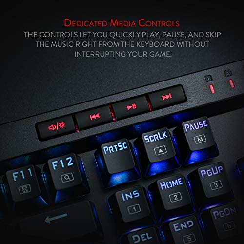 Redragon K580 VATA RGB LED Blaue Schalter Mechanische Gaming Tastatur, US Layout mit Hintergrundbeleuchtung 104 Tasten Anti-Ghosting mit Makrotasten und Dedizierten Mediensteuerelementen