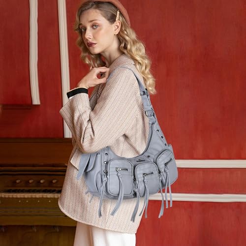Image of Angel Kiss Hobo Bags Purse for Women Y2K Shoulder Bag Multi Pockets Designer Satchel Studded Handbags with Strap
