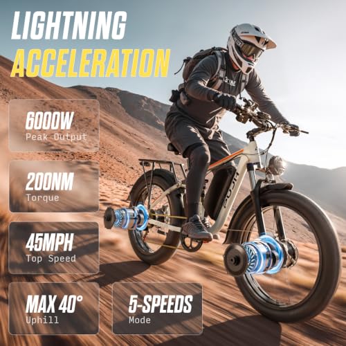 Image of 6000W Dual Motor 45MPH E-Bike Up to 100Mi 60V 24 inch Fat Tire for PU364