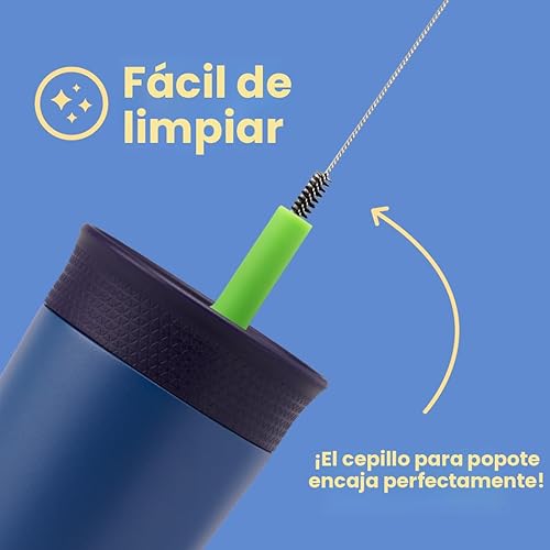 Miniatura 5 de Owala Vaso de acero inoxidable con aislamiento para niños con popote flexible resistente a derrames, fácil de limpiar, botella de agua para niños,