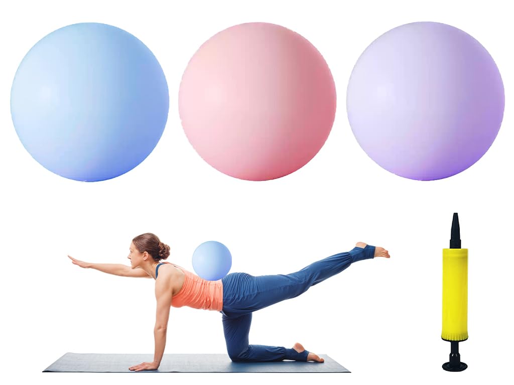 Palla Pilates Piccola, 3 Pezzi Yoga Pilates Palla, 25CM Pallà da Yoga Balance, Pallà Fitness per Pilates, Pàllà da Ginnastica per Yòga Inviare Pompa per Palloncini, per Pilatès, Yòga (3 Colore)