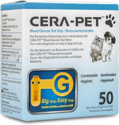 Cera-Pet Blutzuckerteststreifen 200 STK. für Hunde und Katzen im Vorteilspack, Diabetes messen