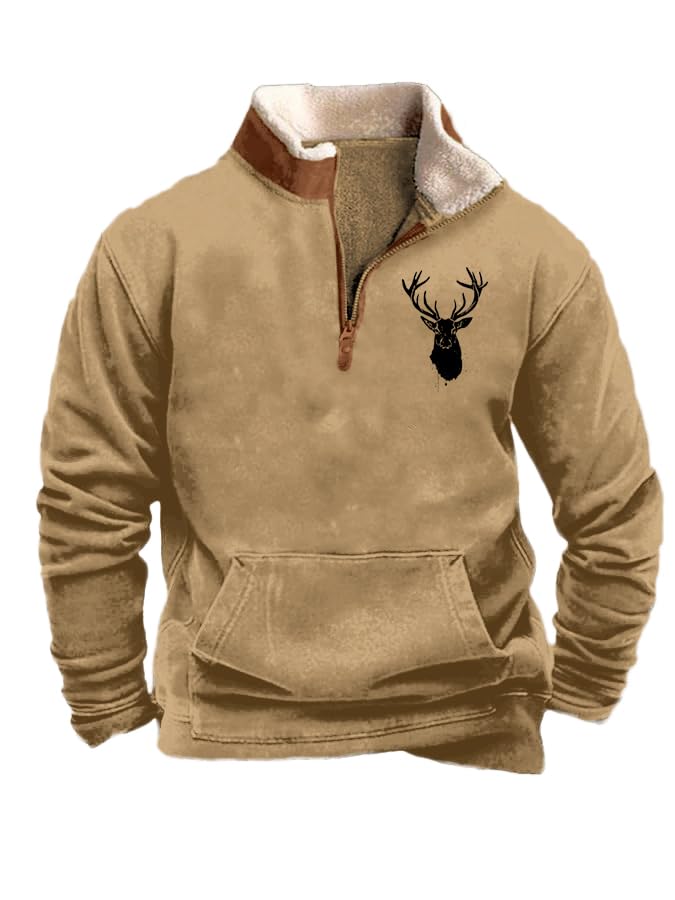 HOTYD Mens 1/4 Zip Fleece Stand Collar Sweatshirt Aztec Graphic