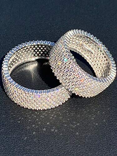 HarlemBling Real Solid 925 Silver - His Or Hers Micropave Ring - Wedding Band Or Pinky Ring Looks Nice On Anyone - Iced Eternity Hip Hop Band2
