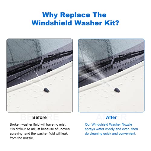 2 Pack Premium Front Windshield Washer Nozzles By Weuaste, Windshield Washer Nozzle Replacement For Chrysler, Dodge, Jeep, Ram, Windshield Nozzle Spray Jet Kit Replaces Oem #: 4805742Ab, 5116079Aa #TOP2