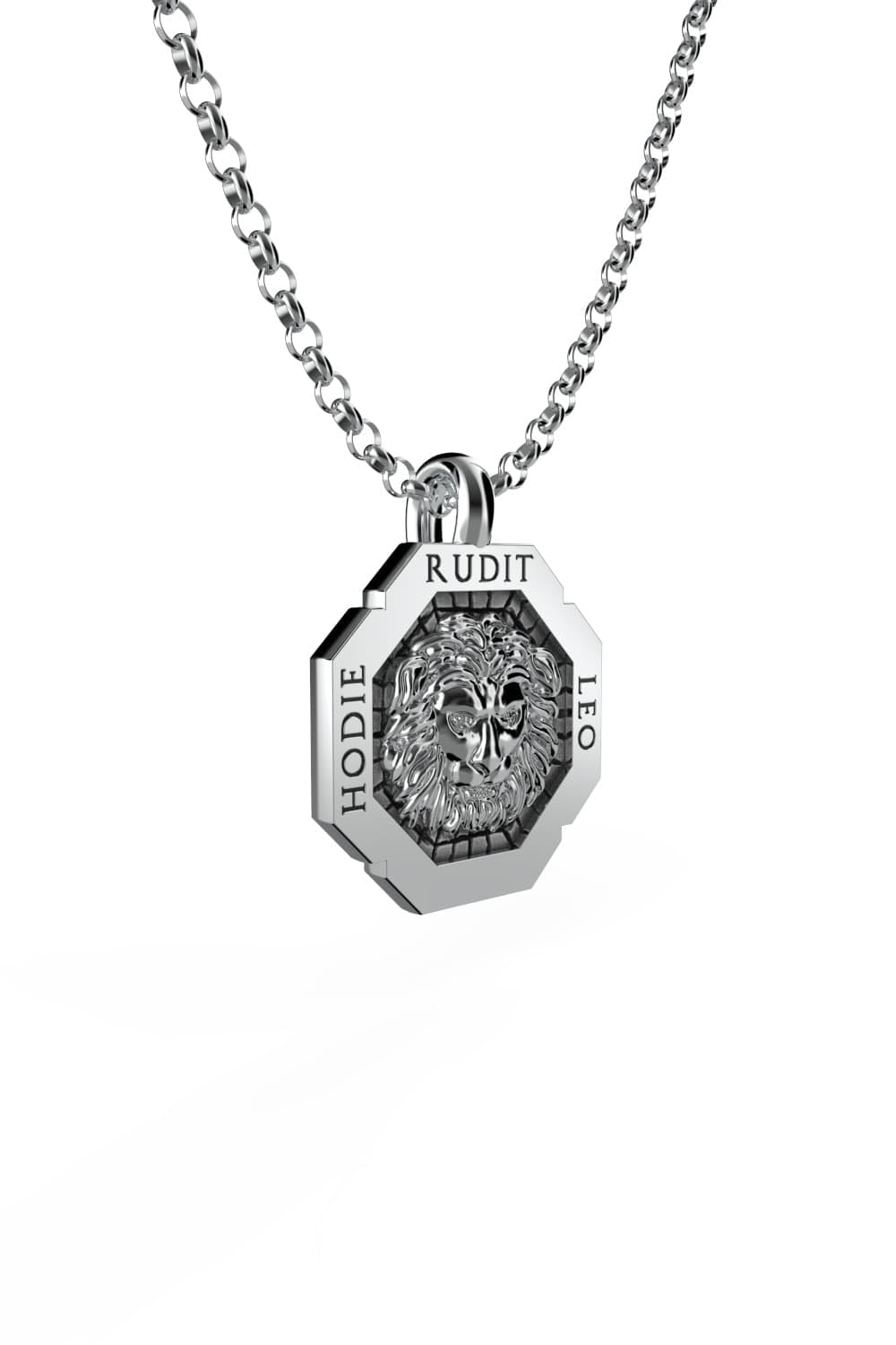 Ciondolo Uomo Argento 925 Personalizzato Artigianale Leone Scultura Incisione Latina Hodie Rudit Leo