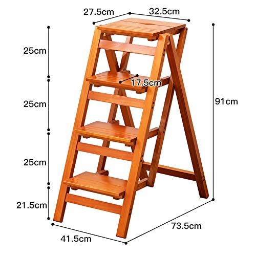Taburete escalera plegable de madera maciza con 3 peldaños para hogar u oficina Lucky 7