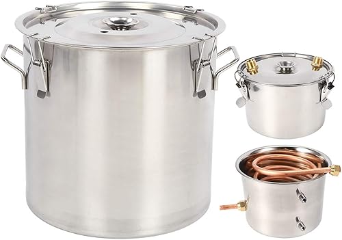 TOPINCN Destilador de alcohol de agua, kit de destilador de vino de acero inoxidable, kit de whisky de licores de whisky, caldera de tubo de cobre,