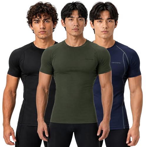 Image of DEVOPS 3 Pack Men's Athletic Short Sleeve Compression Shirts