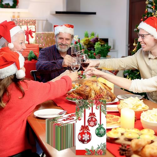 Christmas Paper Napkins,3 Ply Christmas Napkins Disposable Red White Green Dinner napkins Xmas Table Decorative,Guest Hand Towel for Bathroom Home Kitchen christmas Holiday(80 Pcs) – Image 7