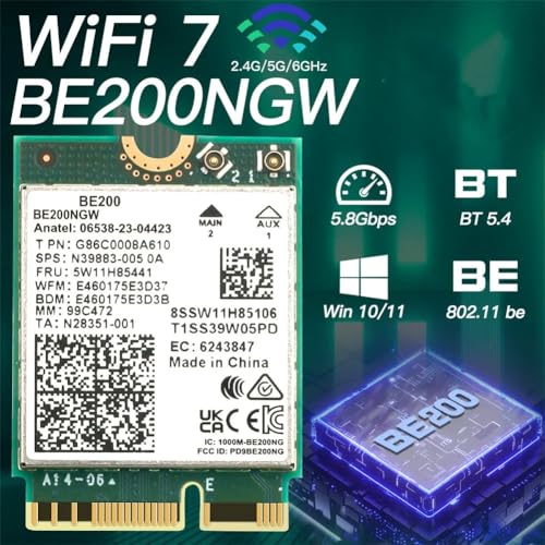 Tarjeta WiFi 7 BE200 M.2 NGFF con antenas 10DBI y Bluetooth 5.4 para Windows 11 5