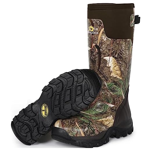 DRYCODE Hunting Boots for Men, Waterproof Rubber Boots with 5mm Neoprene and Steel Shank, Mens Rain Boots for Outdoor Womens Hunting, Fishing, Anti-Slip