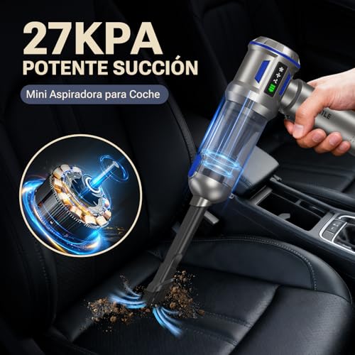Yomile Aspirabriciole Senza Fili, 27000PA 4 In 1 Aspirapolvere Per Auto Portatile,Aspiratore E Soffiatore Con Motore Brushless Mini Aspirabriciole Senza Fili Potente Per Auto Casa - 6