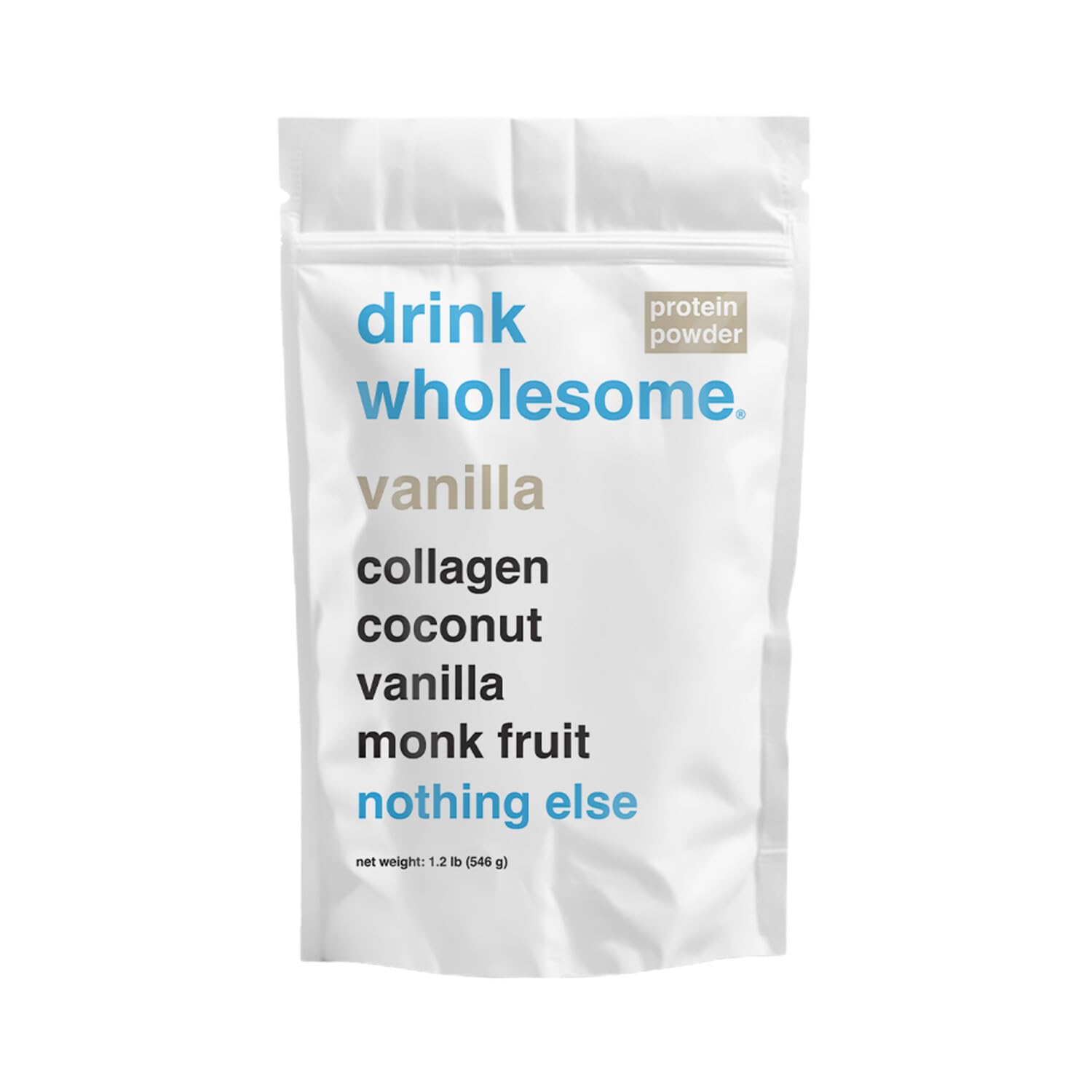 drink wholesome Vanilla Collagen Protein Powder for Sensitive Stomachs | Minimally Processed, Whole-Food Protein | Additive-Free, Dairy-Free, Gluten-Free | Low FODMAP