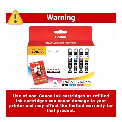 Canon CLI-226 Genuine Color Pack with 50 Photo Paper Sheets, Compatible with iP4820, MG5220, MG5120, MG6120, MG8120, MX882, iX6520, iP4920, MG5320, MG6220, MG8220, and MX892 Printers - image 4