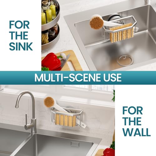 Image of TAILI Sponge Holder for Kitchen Sink with Strong Suction Cup-Silver