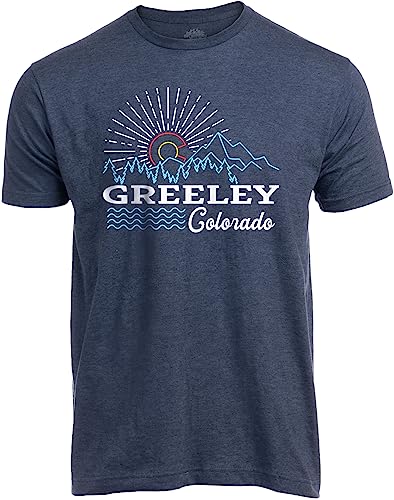 Ann Arbor T-shirt Co. Greeley, CO | Colorado Tee Rocky Mountain State Pride T-Shirt for Men Women - (Adult, Medium, Vintage Navy)
