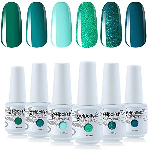 Vishine 6 Stück Gel-Nagellack, semi-permanent, Grün, Kollektion Soak Off UV LED Gel, Nail Art, Set 8 ml