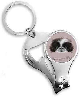 Black and White Cute Pekingese Dog Pet Animal Nail Nipper Ring Key Chain Bottle Opener Clipper
