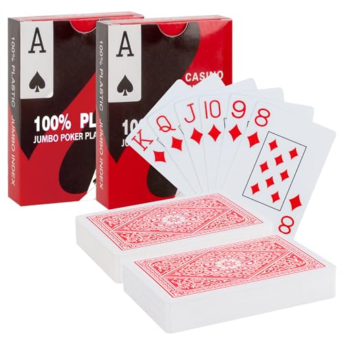 SWINILAYA 2 pacotes baralhos de poker - HD cartas de plástico impermeáveis - cartas de luxo para o Texas Hold'em, Blackjack e jogos de casino