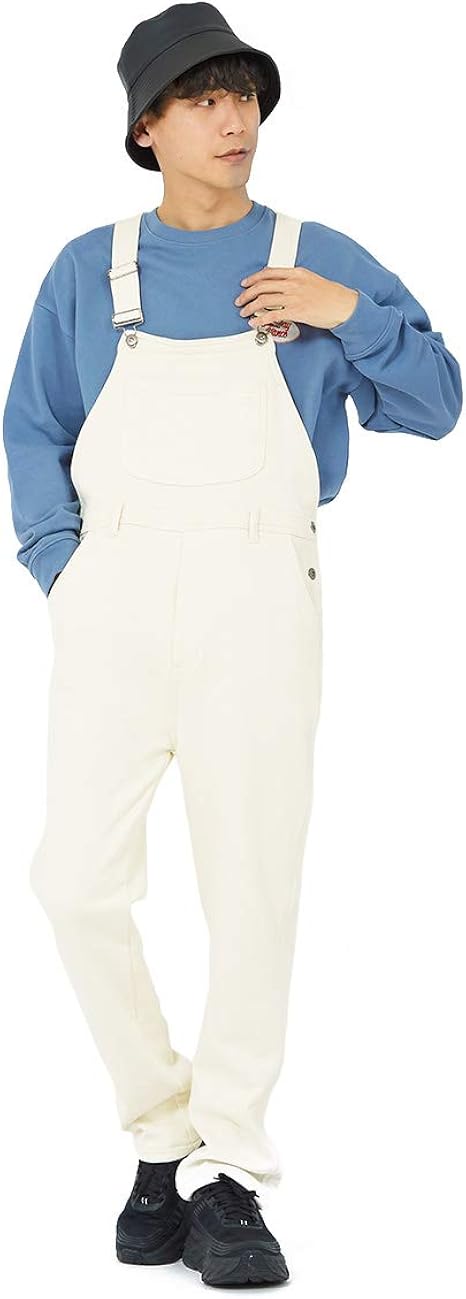 Amazon オーバーオール メンズ 裏毛 カットソー素材 サロペット オールインワン リンクコーデ おソロコーデ 黒 青 白 ジーンズ ジーパン デニムパンツ Improves オフホワイト ｍ サイズ ジーンズ 通販