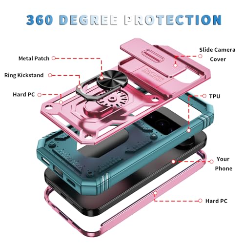 Coque pour Pixel 10 Pro XL PASNEW rigide antichoc bicolore avec support bague